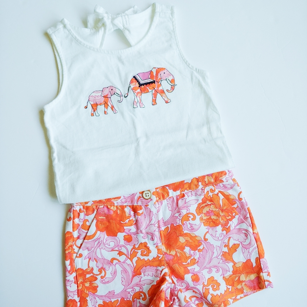 SOLD...Janie and Jack Orange / Pink Girls Outfit 5 - Picture 2 of 8